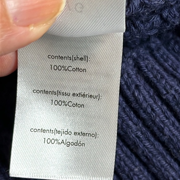 Onia chunky knit navy blue heavy Waffle Knit Shirt Polo Collar Sweater Comfy - Picture 12 of 17